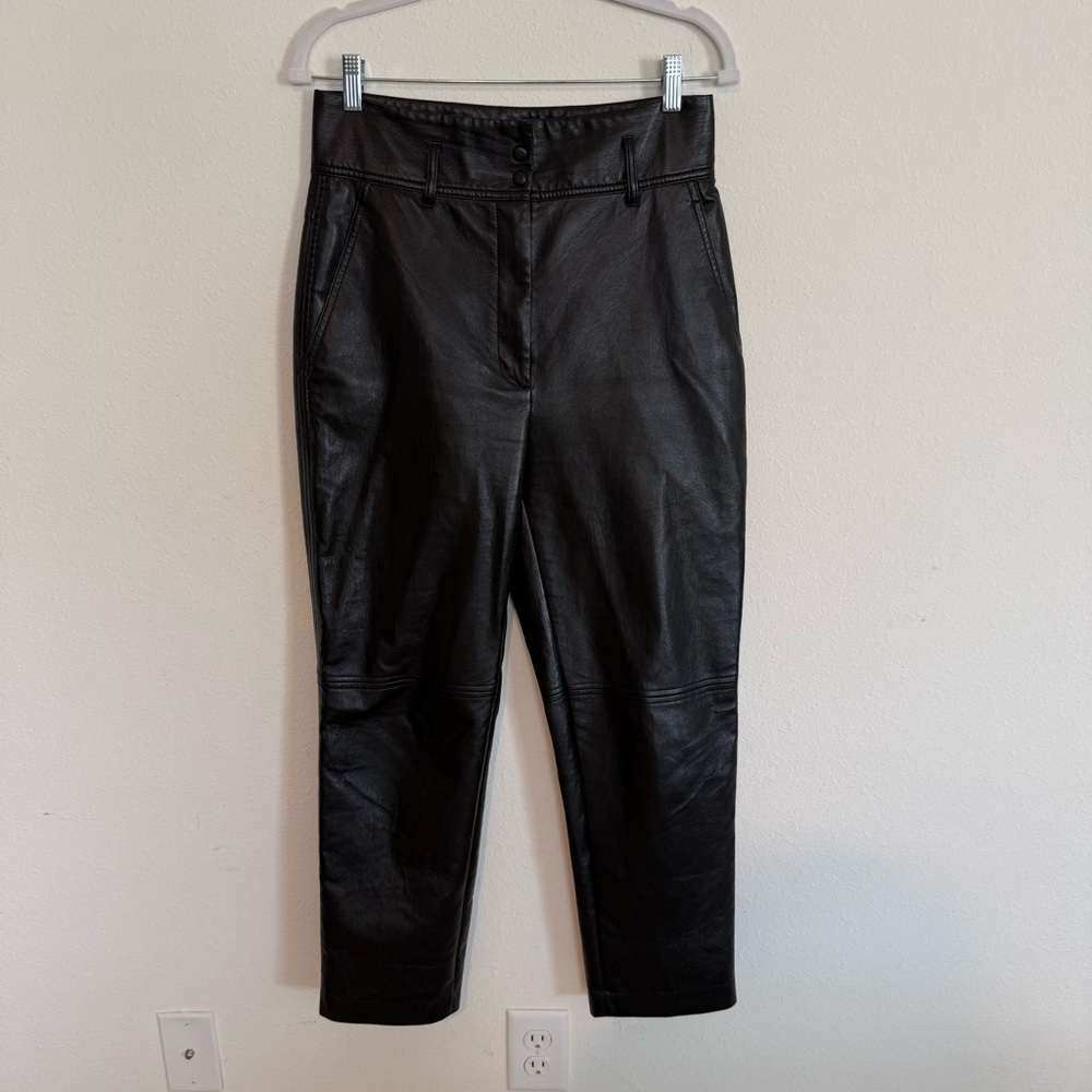 Wilfred Faux Leather Pants Size 8 High Rise Straight Leg Ankle Black